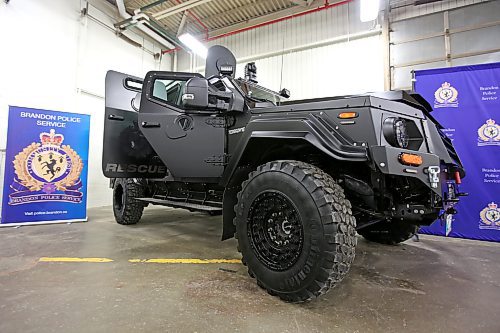Brandon Sun 18122019

Brandon Police Service's new armoured response vehicle on display during the vehicle's unveiling at Assiniboine Community College's Public Safety Training Centre at their Victoria Avenue East campus on Thursday.   (Tim Smith/The Brandon Sun)
