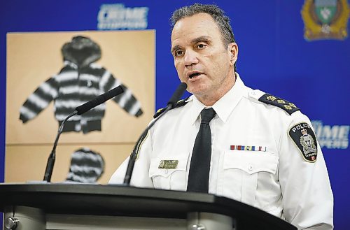 JOHN WOODS / WINNIPEG FREE PRESS
Chief Danny Smyth speaks about the landfill searches in a serial killer case during a press conference at the Winnipeg Police headquarters Tuesday, December 6, 2022.