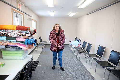 Barbara McNish, executive director of Samaritan House Ministries, in The Q, the new warming trailer meant to house additional under-resourced Brandonites overnight when the Samaritan House safe and warm shelter is over capacity. (Tim Smith/The Brandon Sun)