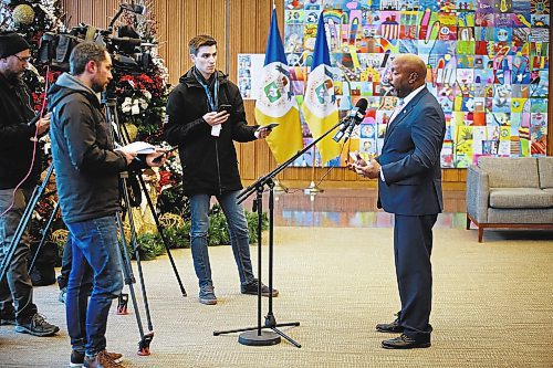 JOHN WOODS / WINNIPEG FREE PRESS
City councillor Markus Chambers, chair of the Winnipeg police board, speaks to media about searching landfills for missing people at a press conference at city hall Monday, December 12, 2022. 

Re: kitching