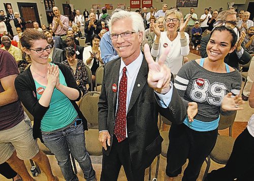 June 16, 2014 - 140616  -  Jim Carr gestures after winning the Winnipeg South Centre Liberal nomination at Centro Caboto Monday, June 16, 2014. John Woods / Winnipeg Free Press