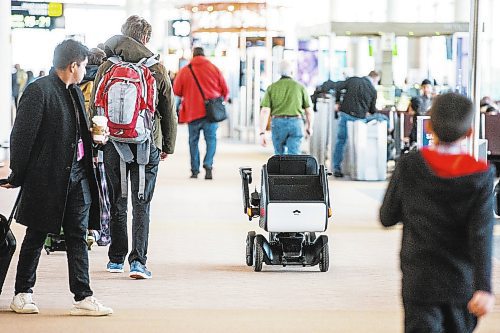 MIKAELA MACKENZIE / WINNIPEG FREE PRESS

The new self-driving wheelchairs (the first of their kind in North America) at the Winnipeg James Armstrong Richardson International Airport in Winnipeg on Tuesday, Dec. 13, 2022. For Marty Cash story.
Winnipeg Free Press 2022.