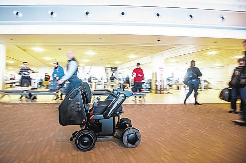 MIKAELA MACKENZIE / WINNIPEG FREE PRESS

The new self-driving wheelchairs (the first of their kind in North America) at the Winnipeg James Armstrong Richardson International Airport in Winnipeg on Tuesday, Dec. 13, 2022. For Marty Cash story.
Winnipeg Free Press 2022.