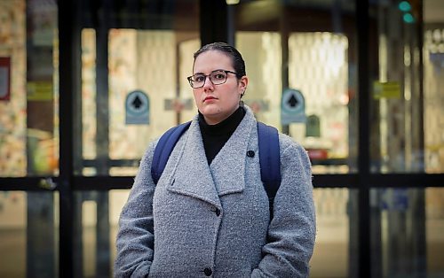 JOHN WOODS / WINNIPEG FREE PRESS
Aiyana McKenzie, a former library employee, is photographed outside the Millenium Library Tuesday, December 13, 2022. A person was killed at the library on the weekend.

Re: pursaga