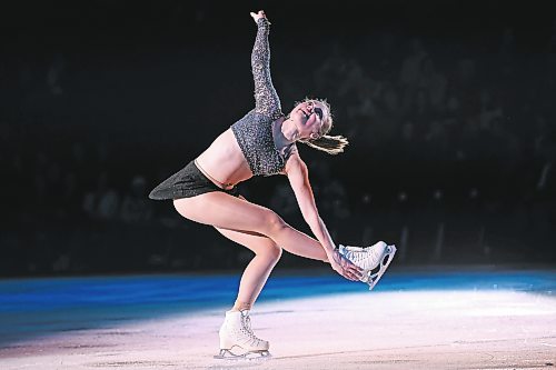 13122022
Mariah Bell spins while performing during the Stars On Ice 2022 Holiday Tour stop at Westoba Place in Brandon on Tuesday evening. 
(Tim Smith/The Brandon Sun)