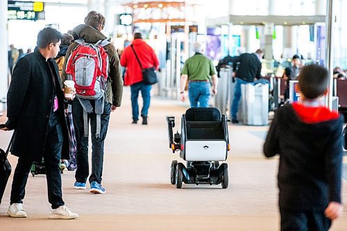 MIKAELA MACKENZIE / WINNIPEG FREE PRESS

The new self-driving wheelchairs (the first of their kind in North America) at the Winnipeg James Armstrong Richardson International Airport in Winnipeg on Tuesday, Dec. 13, 2022. For Marty Cash story.
Winnipeg Free Press 2022.