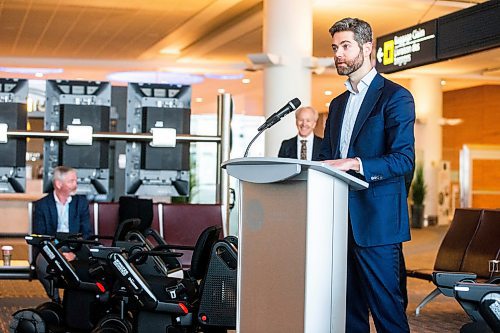 MIKAELA MACKENZIE / WINNIPEG FREE PRESS

Nick Hays, Winnipeg Airports Authority president and CEO, speaks to the media at the press conference about the new self-driving wheelchairs (the first of their kind in North America) at the Winnipeg James Armstrong Richardson International Airport in Winnipeg on Tuesday, Dec. 13, 2022. For Marty Cash story.
Winnipeg Free Press 2022.