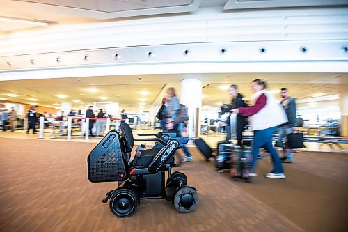 MIKAELA MACKENZIE / WINNIPEG FREE PRESS

The new self-driving wheelchairs (the first of their kind in North America) at the Winnipeg James Armstrong Richardson International Airport in Winnipeg on Tuesday, Dec. 13, 2022. For Marty Cash story.
Winnipeg Free Press 2022.