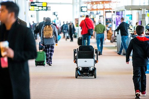 MIKAELA MACKENZIE / WINNIPEG FREE PRESS

The new self-driving wheelchairs (the first of their kind in North America) at the Winnipeg James Armstrong Richardson International Airport in Winnipeg on Tuesday, Dec. 13, 2022. For Marty Cash story.
Winnipeg Free Press 2022.