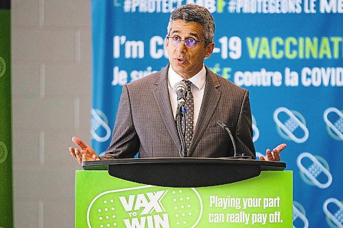 MIKAELA MACKENZIE / WINNIPEG FREE PRESS



President and CEO of Manitoba Liquor and Lotteries, Manny Atwal, speaks at a Vax to Win winner announcement at the RBC Convention Centre vaccination supersite in Winnipeg on Tuesday, Oct. 5, 2021. For Gabby story.

Winnipeg Free Press 2021.