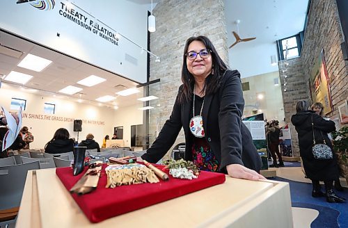 RUTH BONNEVILLE / WINNIPEG FREE PRESS 

LOCAL - Opening Treaty centre at Forks

Treaty Commissioner, Loretta Ross, along with many supporters officially opened the doors to Manitoba&#x573; Agowiidiwinan Centre at The Forks Thursday. 

Treaty Commissioner, Loretta Ross, has her photo taken after the press conference next to  Chief Yellow Quill's ceremonial pipe which was used during the signing of treaty one in 1874.  

See reporter's story.
 
Dec 15th,  2022