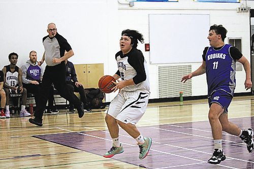 Brannigan Ferland of the Vincent Massey Vikings prepares to make a shot during his team's 87-73 win over the River East Kodiaks during a Pool B game at the Brandon Sun Spartan Invitational on Thursday evening. (Lucas Punkari/The Brandon Sun)