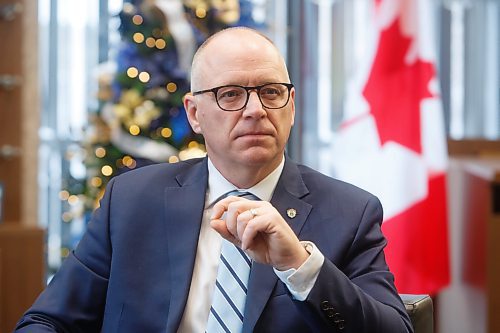 MIKE DEAL / WINNIPEG FREE PRESS
Mayor Scott Gillingham in his office at City Hall during his year-end interview.
See Joyanne Pursaga story
221216 - Friday, December 16, 2022.