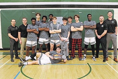 The Vincent Massey Trojans won their fifth straight Brandon Sun Spartan Invitational Tier 1 title on Saturday. (Lucas Punkari/The Brandon Sun)