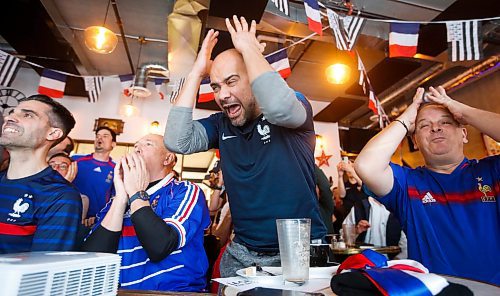 JOHN WOODS / WINNIPEG FREE PRESS
France soccer fans react as they watch the final of the World Cup at La Creperie Ker Breizh on Sherbrook in Winnipeg Saturday, December 18, 2022. 

Re: ?
