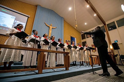 Daniel Crump / Winnipeg Free Press. A choir sings Christmas songs during Carols of Christmas: The Greatest Story Ever Told at the Apostolic Faith Church in Winnipeg. December 18, 2022.