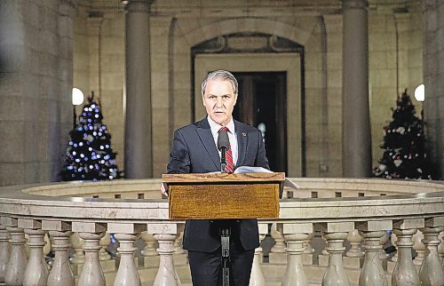 JESSICA LEE / WINNIPEG FREE PRESS

Finance Minister Cameron Friesen presents the 2022-2023 Mid-Year Fiscal and Economic Report at the Legislative Building on December 20, 2022.

Reporter: Danielle Da Silva