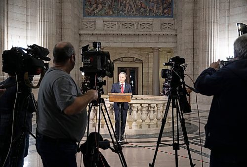 JESSICA LEE / WINNIPEG FREE PRESS

Finance Minister Cameron Friesen presents the 2022-2023 Mid-Year Fiscal and Economic Report at the Legislative Building on December 20, 2022.

Reporter: Danielle Da Silva