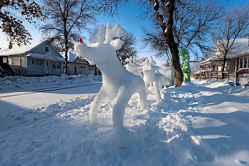 RUTH BONNEVILLE / WINNIPEG FREE PRESS 

LOCAL - Grinch

Photos of  Leigh Keast and the Grinch and reindeer snow sculptures he created in his front yard on Aberdeen Ave.

GRINCH SNOW SCULPTURE: Leigh Keast has built an 8 ft. Grinch sculpture out of snow and ice in his front yard. Keast has created snow sculptures at his Aberdeen Ave. home every winter for the past 6 or 7 years. Over the past three weeks, he sculpted a giant Grinch sculpture that he coloured green with food colouring. The Grinch stands next to Keast&#x2019;s re-creation of a team of reindeer pulling Santa&#x2019;s sleigh.


Story by Marshal Hodgins


Dec 20th,  2022