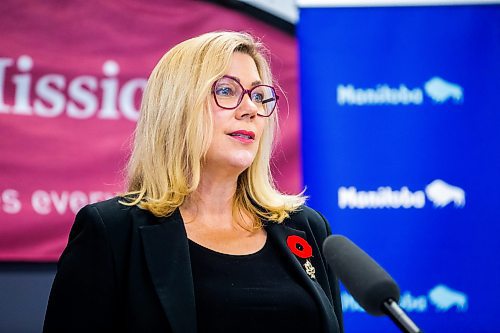 MIKAELA MACKENZIE / WINNIPEG FREE PRESS

Families minister Rochelle Squires speaks at a new funding announcement for supports for people experiencing homelessness in Winnipeg on Monday, Oct. 31, 2022. For Danielle story.
Winnipeg Free Press 2022.