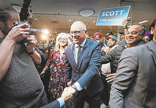 RUTH BONNEVILLE / WINNIPEG FREE PRESS

Election - Scott Gillingham 

Scott Gillingham makes his way through the crowd with his wife Marla to give his victory speech at The Clarion Hotel after winning the mayoral election for Winnipeg on Wednesday.  
 


OCT 26th, 2022