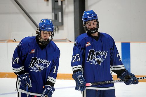 Forwards Hayden Sieb, left, and rookie Luke Myhre are both in the top five in scoring for the Parkland Rangers. (Lucas Punkari/The Brandon Sun)