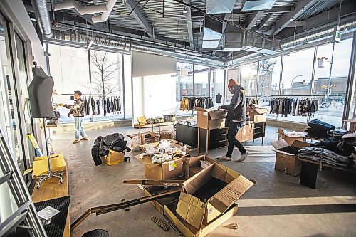 MIKAELA MACKENZIE / WINNIPEG FREE PRESS

Daniel Basanes (left) and Chris Watchorn, co-creators of Hobbyism (a new menswear store opening this Boxing Day), prep goods in the shop on Colony Street in Winnipeg on Friday, Dec. 23, 2022. For Gabby story.
Winnipeg Free Press 2022.