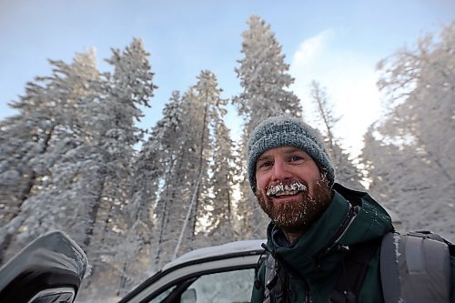 Parks Canada resource conservation officer Tim Town snows off his frosty beard after a 4 km hike along the Bead Lakes Trail on Dec. 20 during the annual Christmas Bird Count in Riding Mountain National Park. (Matt Goerzen/The Brandon Sun)