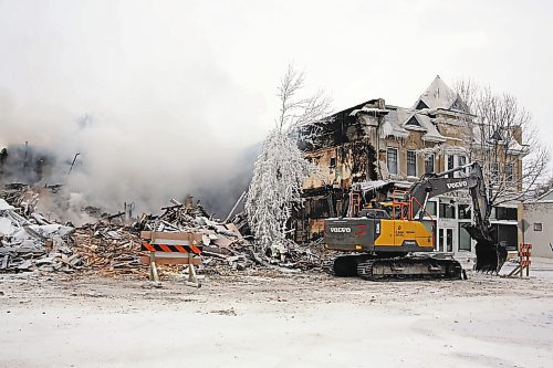 Though the Gladstone Hotel was destroyed by fire, the nextdoor building it shared a wall with managed to survive. (Colin Slark/The Brandon Sun)