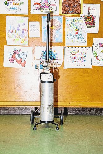 An oxygen tank used in the case of an overdose. 
Safer Use Drug Space located inside Carole Anne&#x2019;s Place at YWCA Hamilton.
 It&#x2019;s a low-barrier drop-in for unsheltered women and non-binary individuals in Hamilton.  Individuals accessing the drop in are provided with meals, access to showers and basic needs, low barrier health care, harm reduction and withdrawal management services and a safe drug use space.
For a Katrina Clarke story about Hamilton's safe injection sites and the lack of them in Winnipeg, Manitoba.
Carlos Osorio for the Winnipeg Free Press