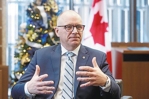 MIKE DEAL / WINNIPEG FREE PRESS
Mayor Scott Gillingham in his office at City Hall during his year-end interview.
See Joyanne Pursaga story
221216 - Friday, December 16, 2022.