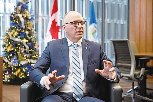 MIKE DEAL / WINNIPEG FREE PRESS
Mayor Scott Gillingham in his office at City Hall during his year-end interview.
See Joyanne Pursaga story
221216 - Friday, December 16, 2022.