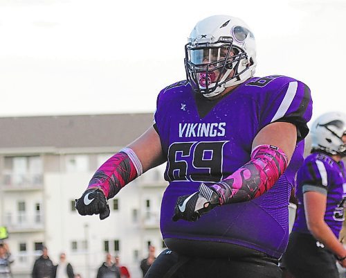 Vincent Massey Vikings offensive lineman Carter Moore has verbally committed to the University of Manitoba Bisons football team. (Thomas Friesen/The Brandon Sun)