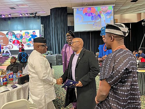 MEDIA VACCINE

The Asa Museum, which showcases Yoruba culture, opened its doors on Nov. 25. 
Nigeria's High Commissioner to Canada, Yinka Asekun (L) greeting the Deputy Mayor of Winnipeg, Markus Chambers at the Asa Day event.

Winnipeg Free Press 2022