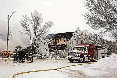 The Gladstone Hotel caught fire early Christmas morning and was destroyed. WestLake-Gladstone mayor Daryl Shipman told the Sun one person died in the blaze. (Colin Slark/The Brandon Sun)
