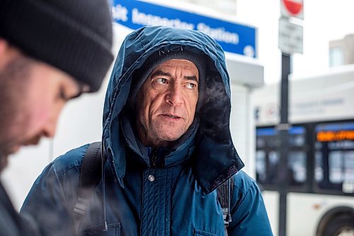 MIKAELA MACKENZIE / WINNIPEG FREE PRESS

Normand Bedard talks to a reporter at a downtown Winnipeg Transit stop on Graham Avenue on Tuesday, Dec. 27, 2022. For Tyler story.
Winnipeg Free Press 2022.