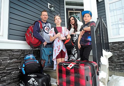 RUTH BONNEVILLE / WINNIPEG FREE PRESS 

Local - Vacation Flights cancelled

Rachel Foidart stands disappointed with her husband and two children outside their home with all their luggage for their trip to Cuba which was cancelled by Sunwing airlines.  Story is how the airline continued to leave the family hanging after numerous flight delays with little communication until finally completely cancelling their flight.  

Names: Rachel and Sylvain Foidart with their two children, Brielle (11yrs) and Calix (9yrs).

Story by Cierra Bettens

Dec 28th,  2022