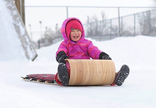 RUTH BONNEVILLE / WINNIPEG FREE PRESS 

Standup - Sliding Sir John Franklin CC

Four-year-old Charlotte Silman slides by herself for the first time as mom and dad stand close by at the slide at Sir John Franklin Community Centre Wednesday. 

Dec 28th,  2022
