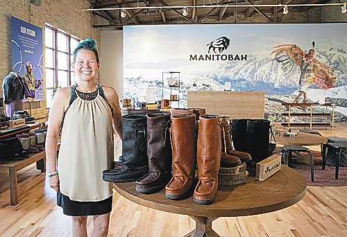 JESSICA LEE / WINNIPEG FREE PRESS

Dawn Sinclair, manager of the Manitobah store at The Forks, poses for a photo at the store on September 1, 2022.

Reporter: Gabby Piche