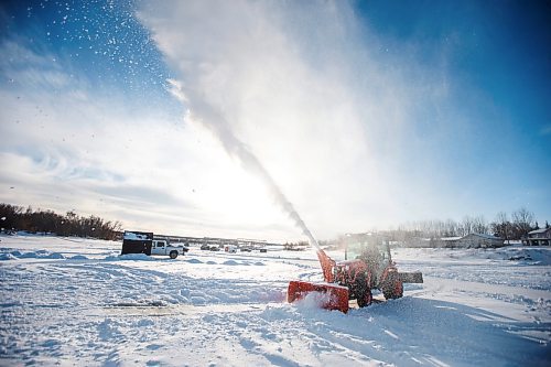 MIKAELA MACKENZIE / WINNIPEG FREE PRESS

Collin Stone clears roads for an ice fishing village on the river in Lockport on Friday, Dec. 30, 2022. For Malak story.
Winnipeg Free Press 2022.