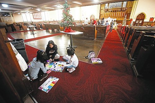 JOHN WOODS / WINNIPEG FREE PRESS
Children play a game as parishioners participate in a Nepalese service at Knox United Church in Winnipeg Sunday, December 18, 2022. Knox United Church is an intercultural church and community hub in the heart of the Central Park neighbourhood of Winnipeg.

Re: Marten