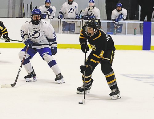 Jaxon Jacobson was one of two first-year players on the 2021-22 edition of the U15 AAA Wheat Kings, but he finished second in scoring. (Perry Bergson/The Brandon Sun)