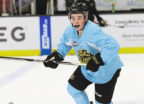 Brandon Wheat Kings forward Tony Wilson, shown at practice at Westoba Place on Monday, scored the first two goals of his tenure with the team &#x2014; he was traded to Brandon on Nov. 24 &#x2014; during victories in Saskatchewan last week. The Regina Pats visit this evening at 7 o&#x2019;clock. (Perry Bergson/The Brandon Sun)