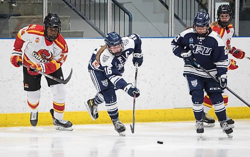 Adrian Shellard photo 
Tatum Amy, centre, is a Birtle, Man. product currently second in the country in scoring for university women's hockey. She has captained her team to a 14-3 record, good for second in the CanWest Conference.
Winnipeg Free Press 2023