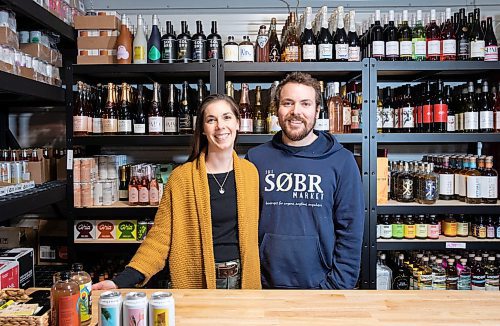 JESSICA LEE / WINNIPEG FREE PRESS

Shane and Jessie Halliburton, owners of Sobr Market, a low/no-alcohol drink store, pose in the store on January 5, 2023.

Reporter: Ben Sigurdson