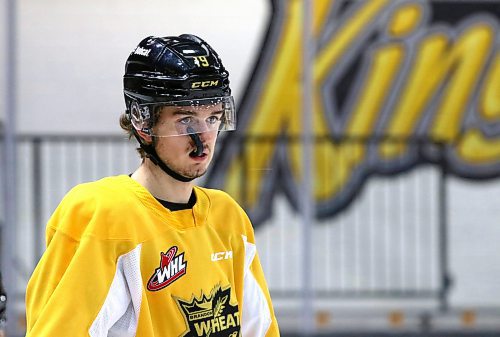 The Brandon Wheat Kings sent veteran 19-year-old forward Jake Chiasson, shown in his final practice in Brandon on Monday, to the Saskatoon Blades for a first-round pick in 2023, a second-round pick in 2025 and a conditional second-round pick in 2026 if he plays as an overager next season. (Perry Bergson/The Brandon Sun)