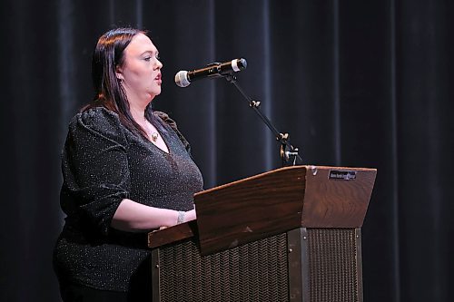 10012023
Brittany Aube, an early childhood educator and President of the local union CUPE 3060, speaks during a child care panel/forum presented by the Brandon and District Labour Council, Manitoba Federation of Labour, and CUPE 3060 at the Western Manitoba Centennial Auditorium on Tuesday evening. 
(Tim Smith/The Brandon Sun)