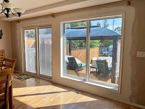 Photos by Marc LaBossiere / Winnipeg Free Press
Once new patio sliding door and window were fully installed, the drywall was sanded for new interior paint.