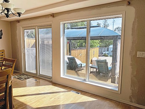 Photos by Marc LaBossiere / Winnipeg Free Press
Once new patio sliding door and window were fully installed, the drywall was sanded for new interior paint.