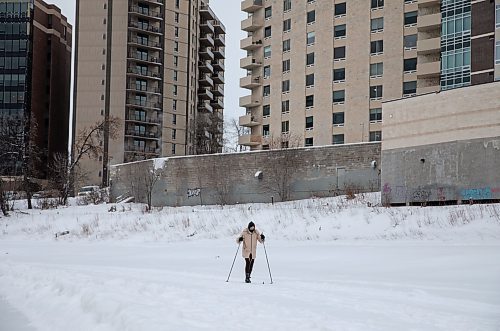 JESSICA LEE / WINNIPEG FREE PRESS

A skier uses the river trail on January 12, 2023.